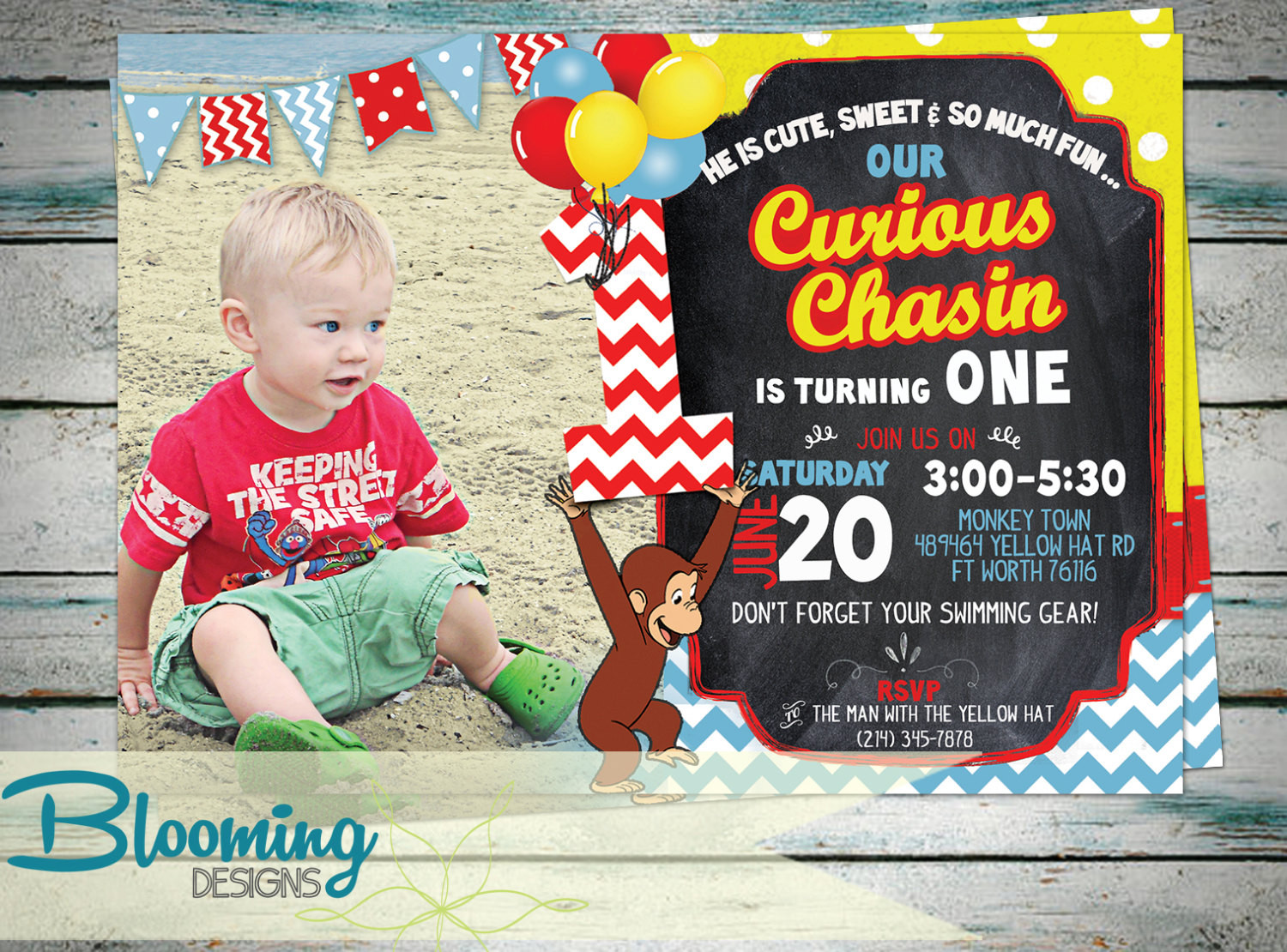 Curious George Birthday Party Invitations
 Curious George Invitation Birthday Party by