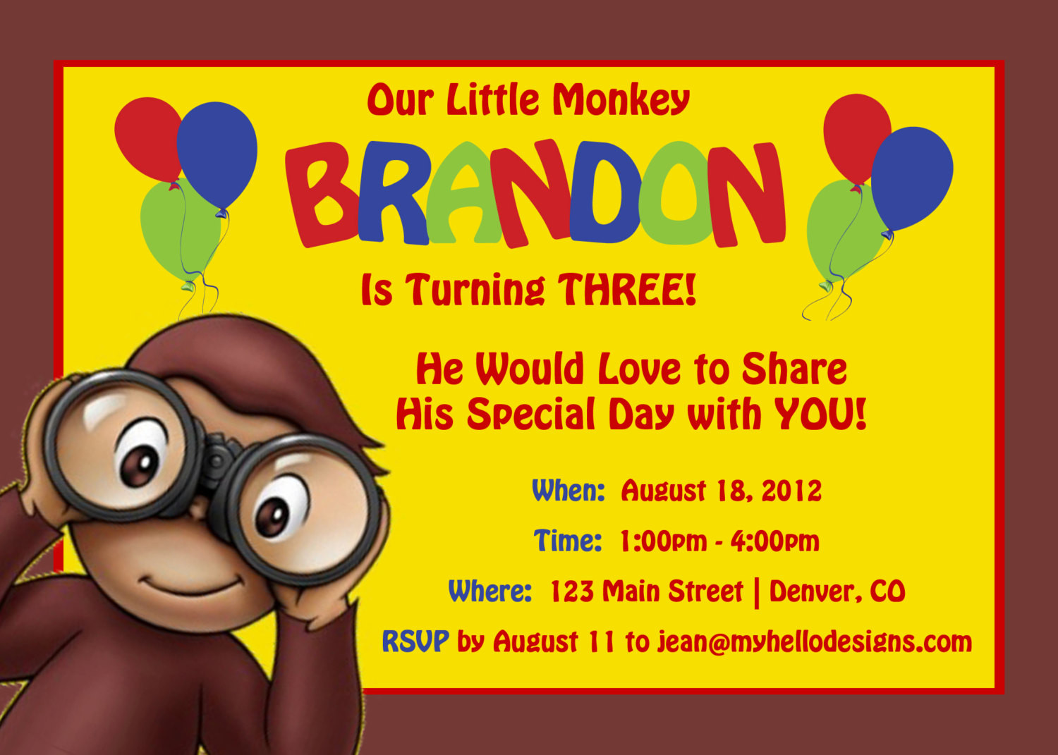 Curious George Birthday Party Invitations
 Unavailable Listing on Etsy