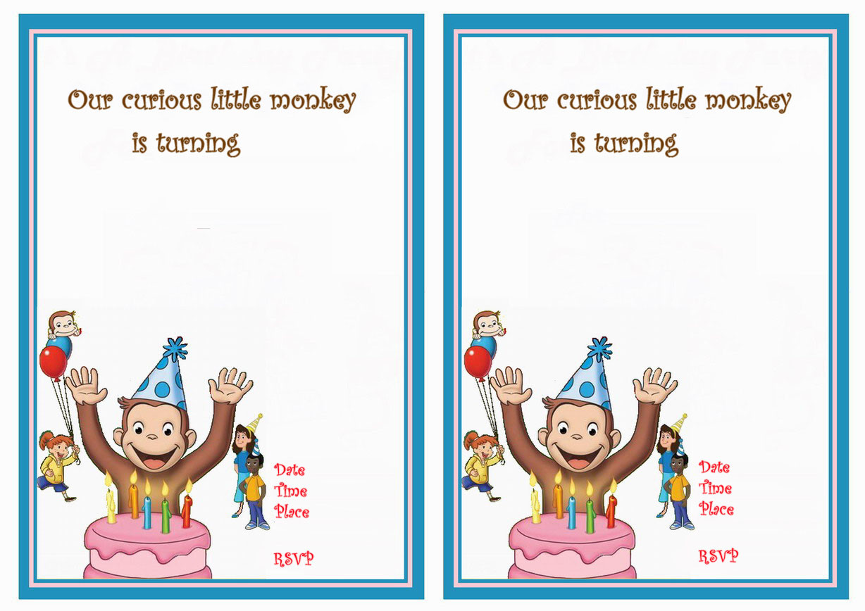 Curious George Birthday Party Invitations
 Curious George Birthday Invitations