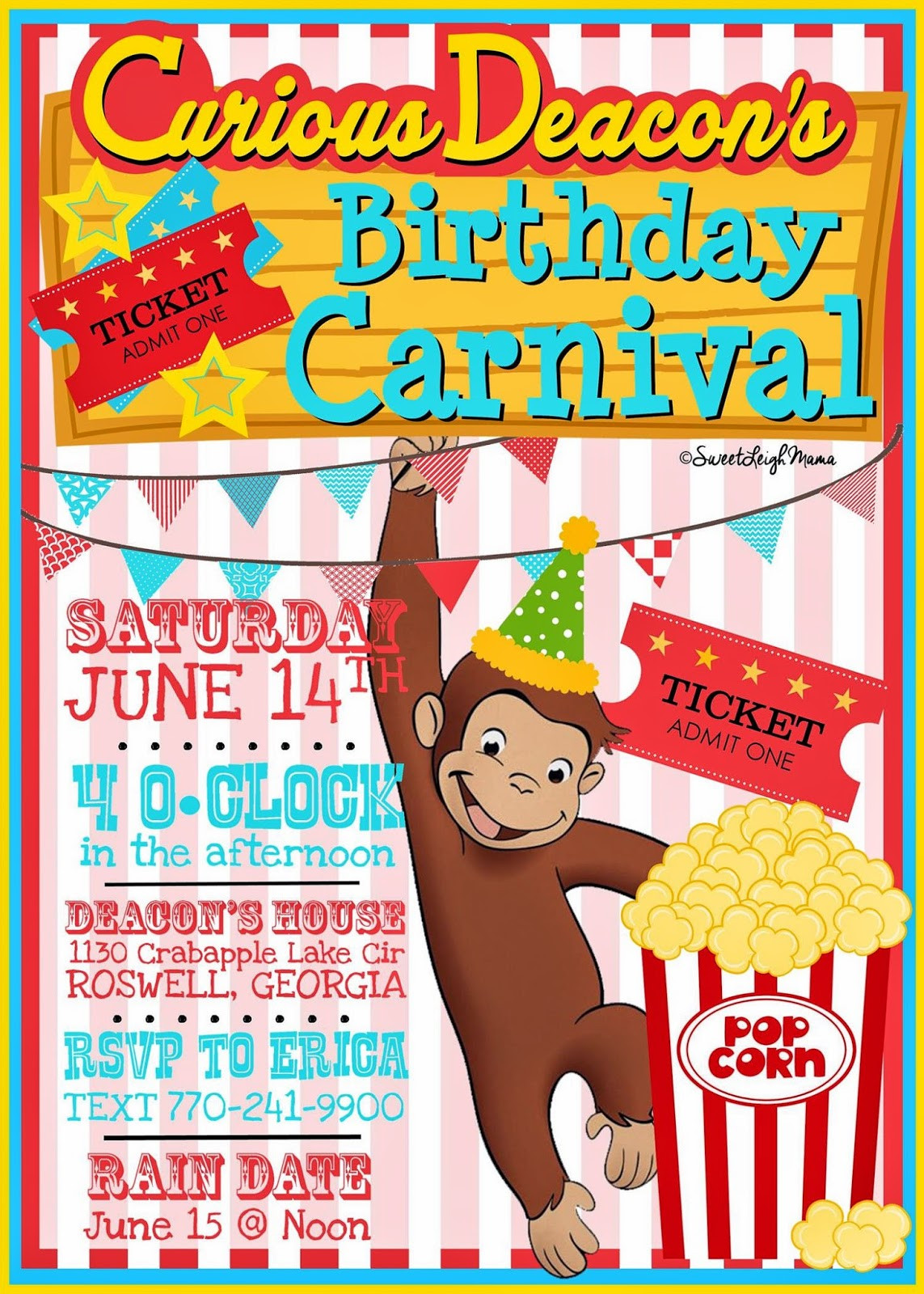 Curious George Birthday Party Invitations
 Sweet Leigh Mama Atlanta Mommy Blog New Curious George