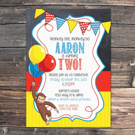 Curious George Birthday Party Invitations
 Curious George Birthday Invitation PDF File by AJandTayTay