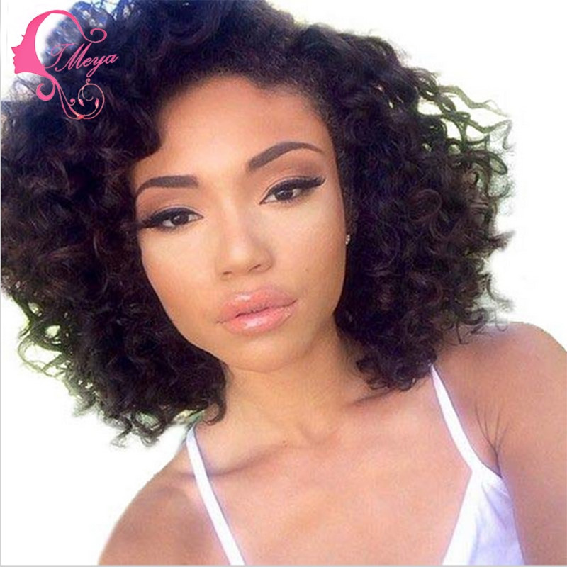 Curly Bob Black Hairstyles
 Glueless jet black short curly bob wig curly full lace