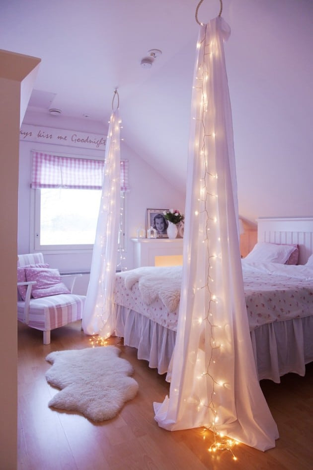 Curtain Lights Bedroom
 DIY String Light Curtains For Bedroom