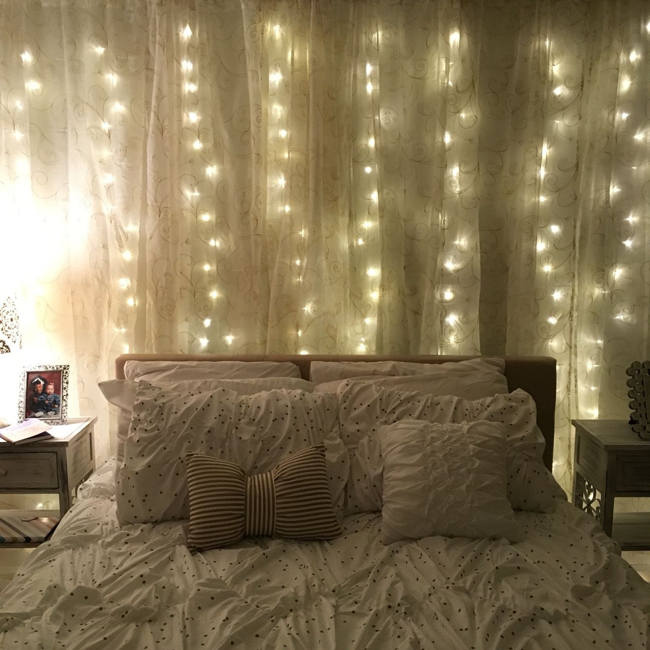 Curtain Lights Bedroom
 DIY curtain lights Lights are from Amazon and curtains