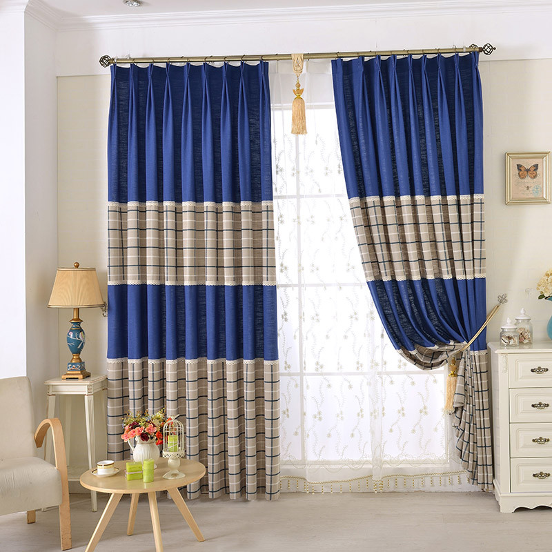 Curtains For Boy Bedroom
 Chic Blue Beige Cotton Linen Plaid Curtains For Boys Bedroom