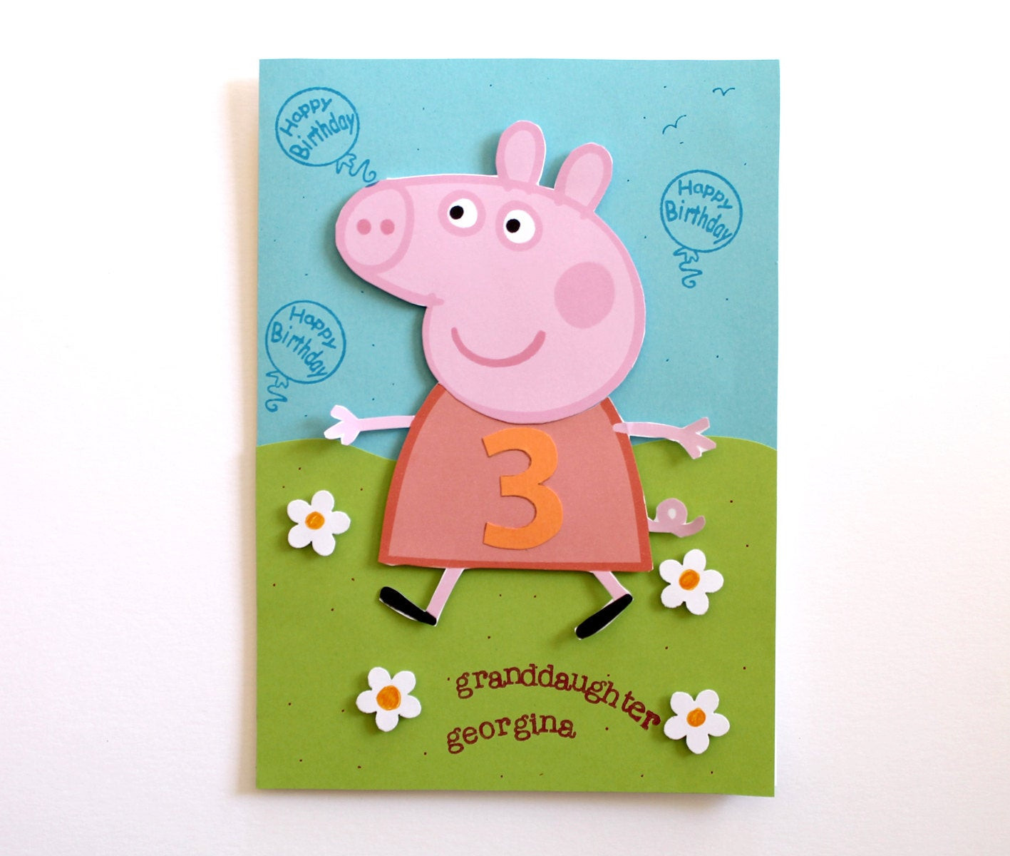 Custom Birthday Cards
 Peppa Pig Birthday Card Personalized for Kids Handmade