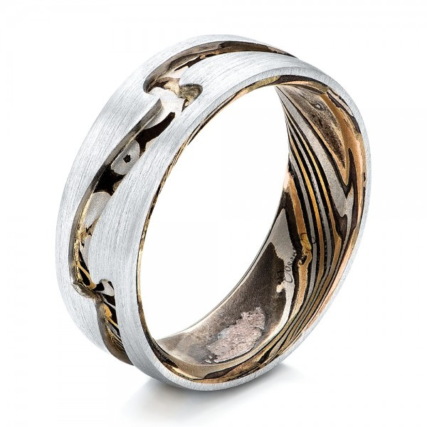 Custom Wedding Bands
 Custom Men s Platinum and Mokume Wedding Band