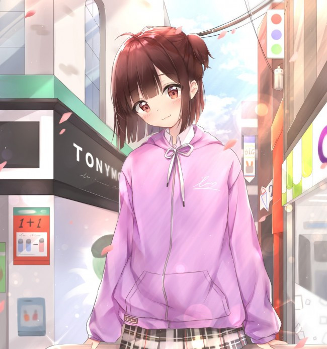 Cute Anime Hairstyles For Short Hair
 Wallpaper Anime Girl Sweater Cute Street Short Hair