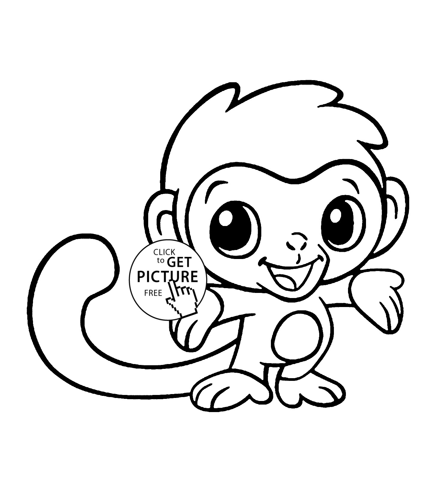 Cute Baby Animal Coloring Pages Printable
 Cute Baby Monkey Coloring Pages Printables Coloring Home