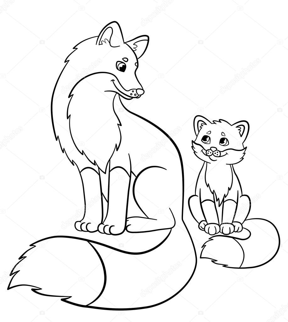 Cute Baby Fox Coloring Pages
 Coloring pages Wild animals Mother fox with her little