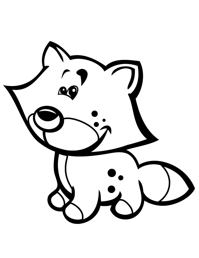 Cute Baby Fox Coloring Pages
 Cute Baby Fox For Preschool Children Coloring Page