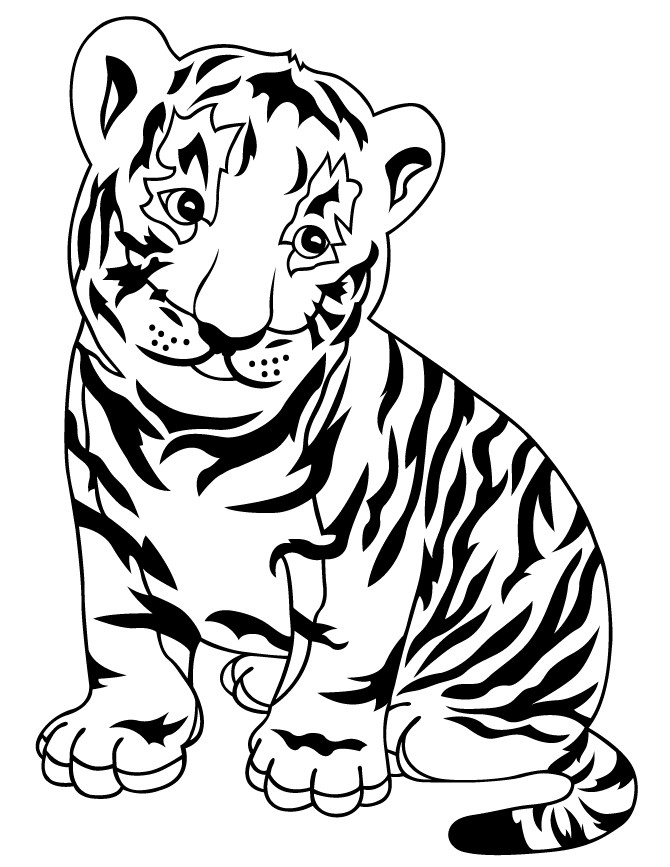 Cute Baby Tiger Coloring Pages
 Baby Tiger Cub Coloring Page