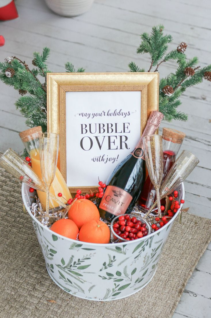Cute Christmas Gift Basket Ideas
 Prosec ho ho ho DIY Christmas Morning Mimosa Gift Basket