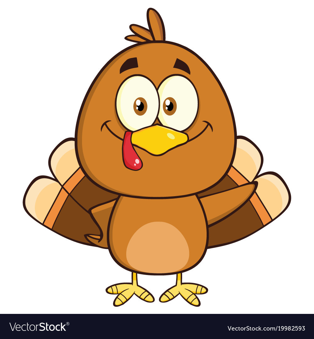 Cute Thanksgiving Turkey
 Cute turkey bird cartoon character waving Vector Image