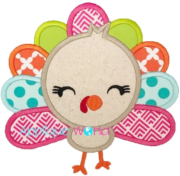 Cute Thanksgiving Turkey
 Girly Cute Frame Applique Embroidery