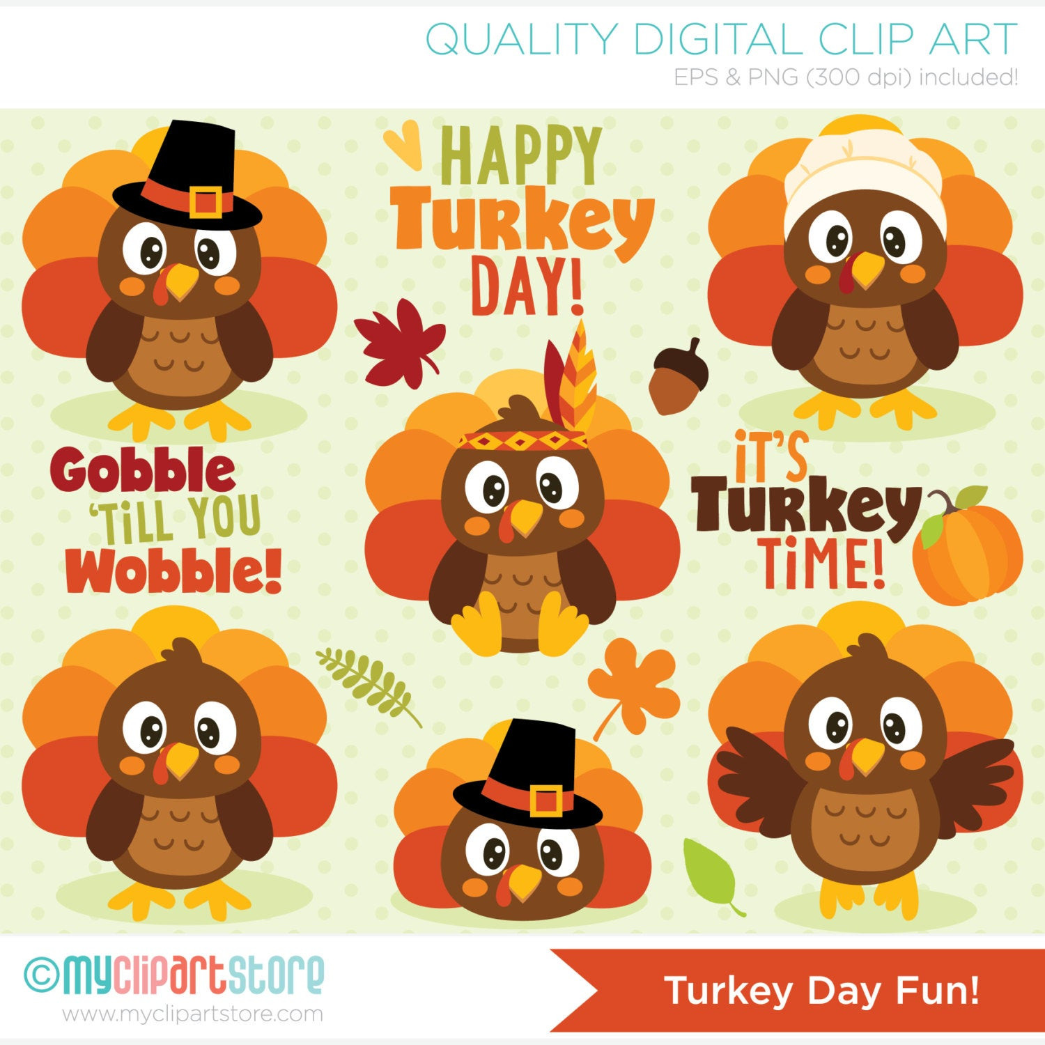 Cute Thanksgiving Turkey
 Clipart Turkey Day Fun Cute Thanksgiving Turkeys Digital