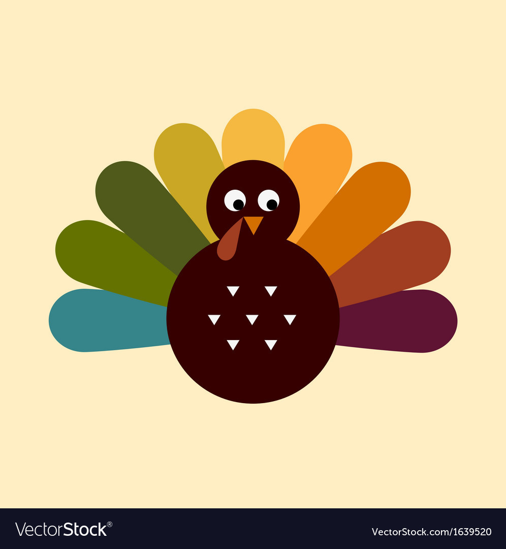 Cute Thanksgiving Turkey
 Cute retro Thanksgiving Turkey isolated on beige Vector Image