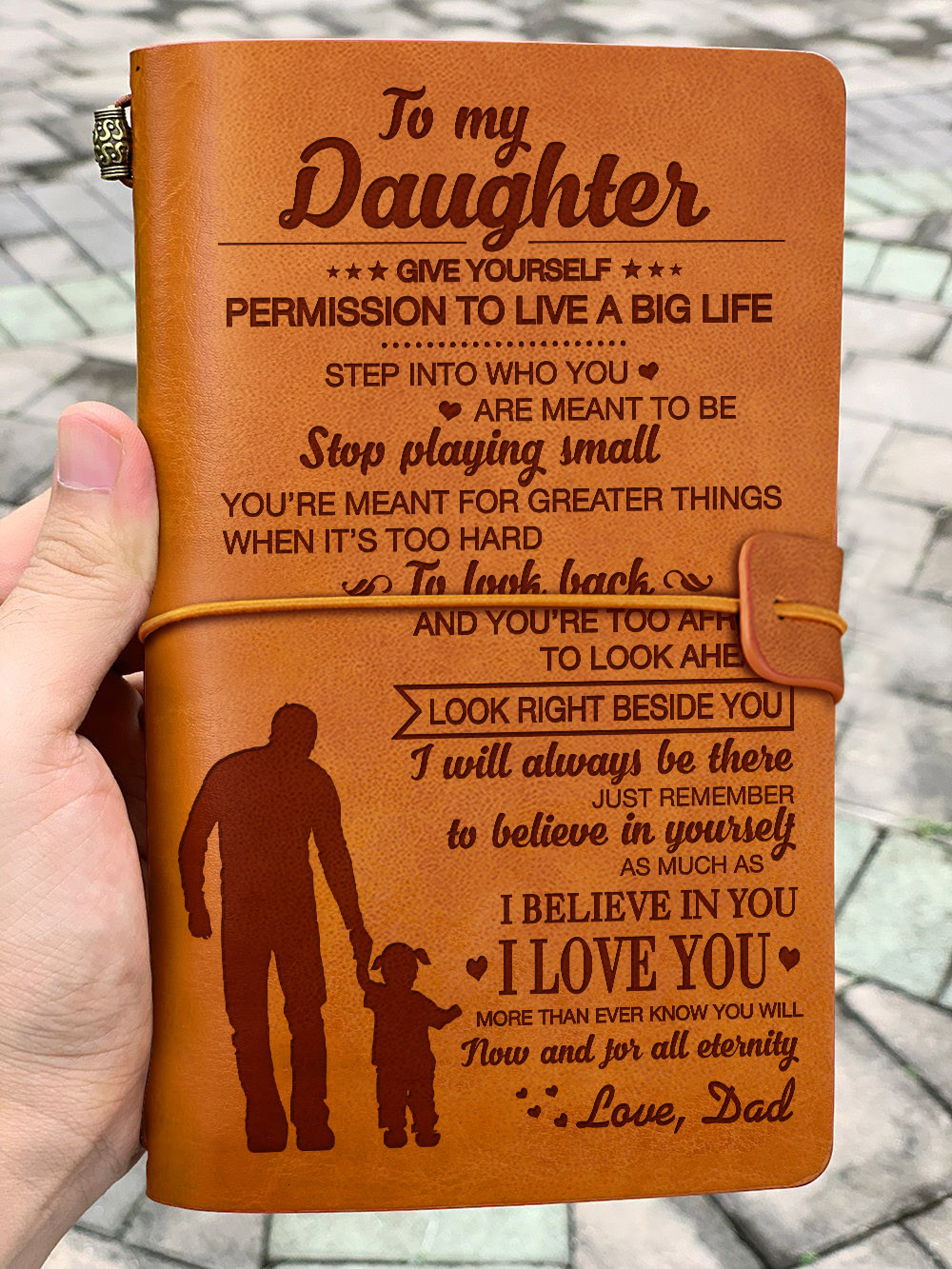 Dad Birthday Gifts From Daughter
 Leather Journal Dad to Daughter Live A Big Life Gift