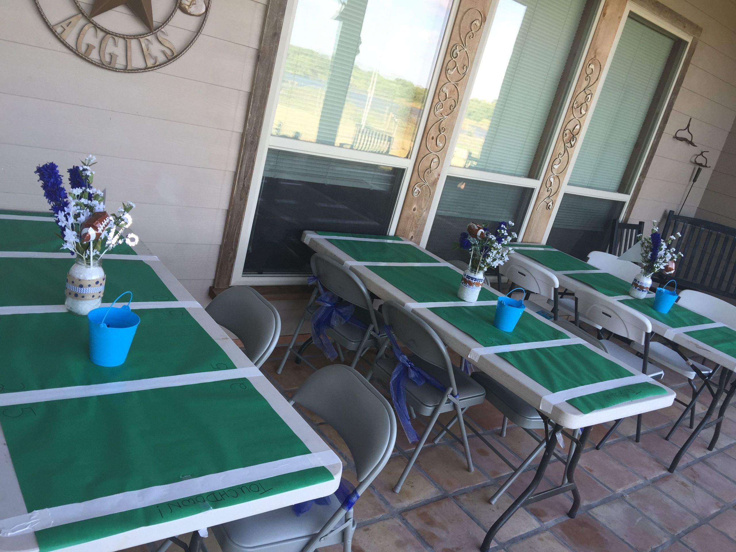 Dallas Cowboys Birthday Decorations
 Football tables for Dallas Cowboys baby shower with