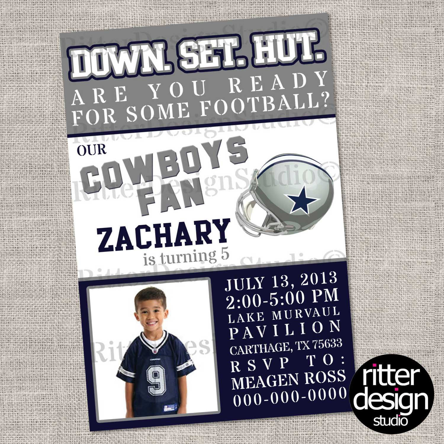 Dallas Cowboys Birthday Invitations
 Dallas Cowboys Football Birthday Invitation by