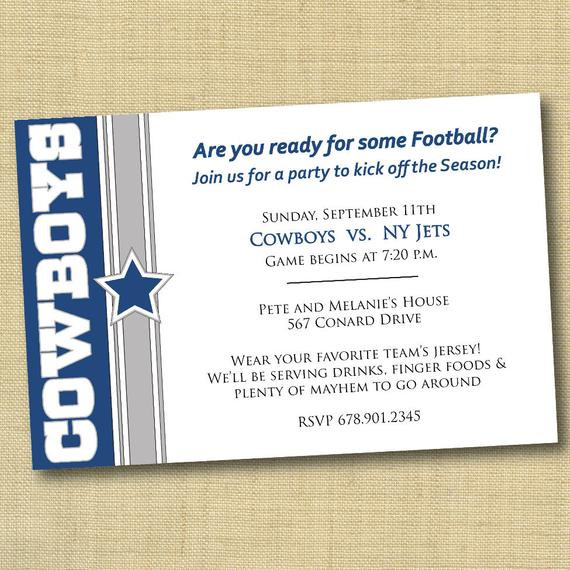 Dallas Cowboys Birthday Invitations
 Items similar to Dallas Cowboys Football Party Invitation