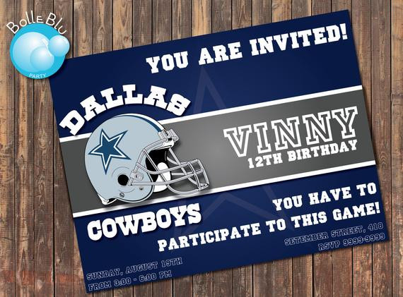 Dallas Cowboys Birthday Invitations
 Dallas Cowboys Team Invitation Digital by BolleBluParty on