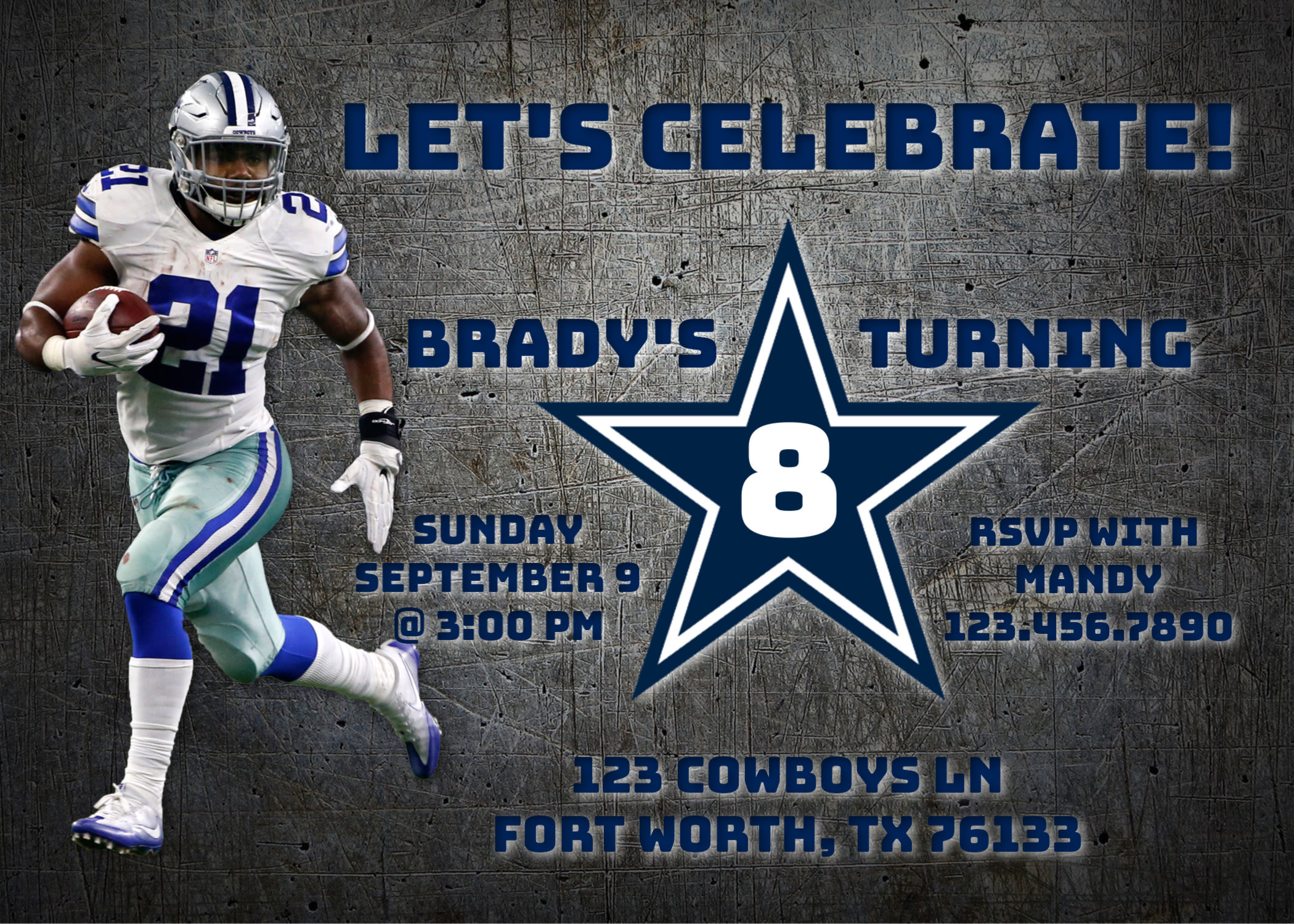 Dallas Cowboys Birthday Invitations
 Dallas Cowboys Birthday Invitation Cowboys Birthday