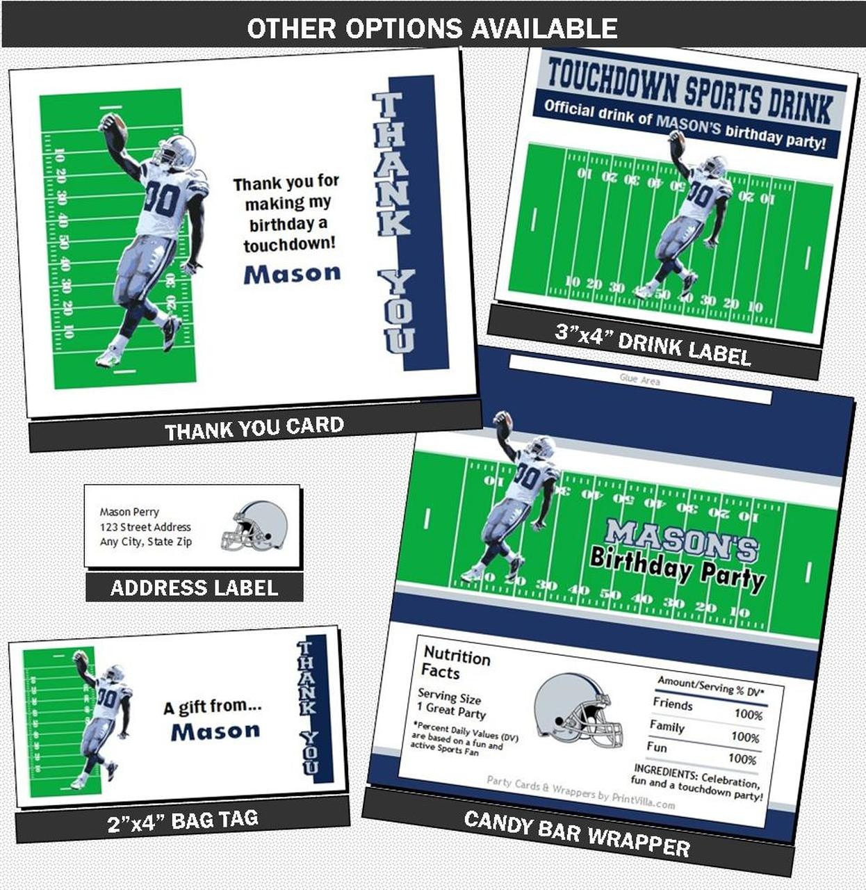 Dallas Cowboys Birthday Invitations
 Dallas Cowboys Colored Football Party Ticket Invitation