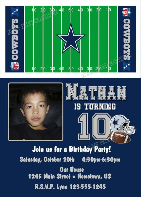 Dallas Cowboys Birthday Invitations
 DIY PRINTABLE Personalized Dallas Cowboys Birthday