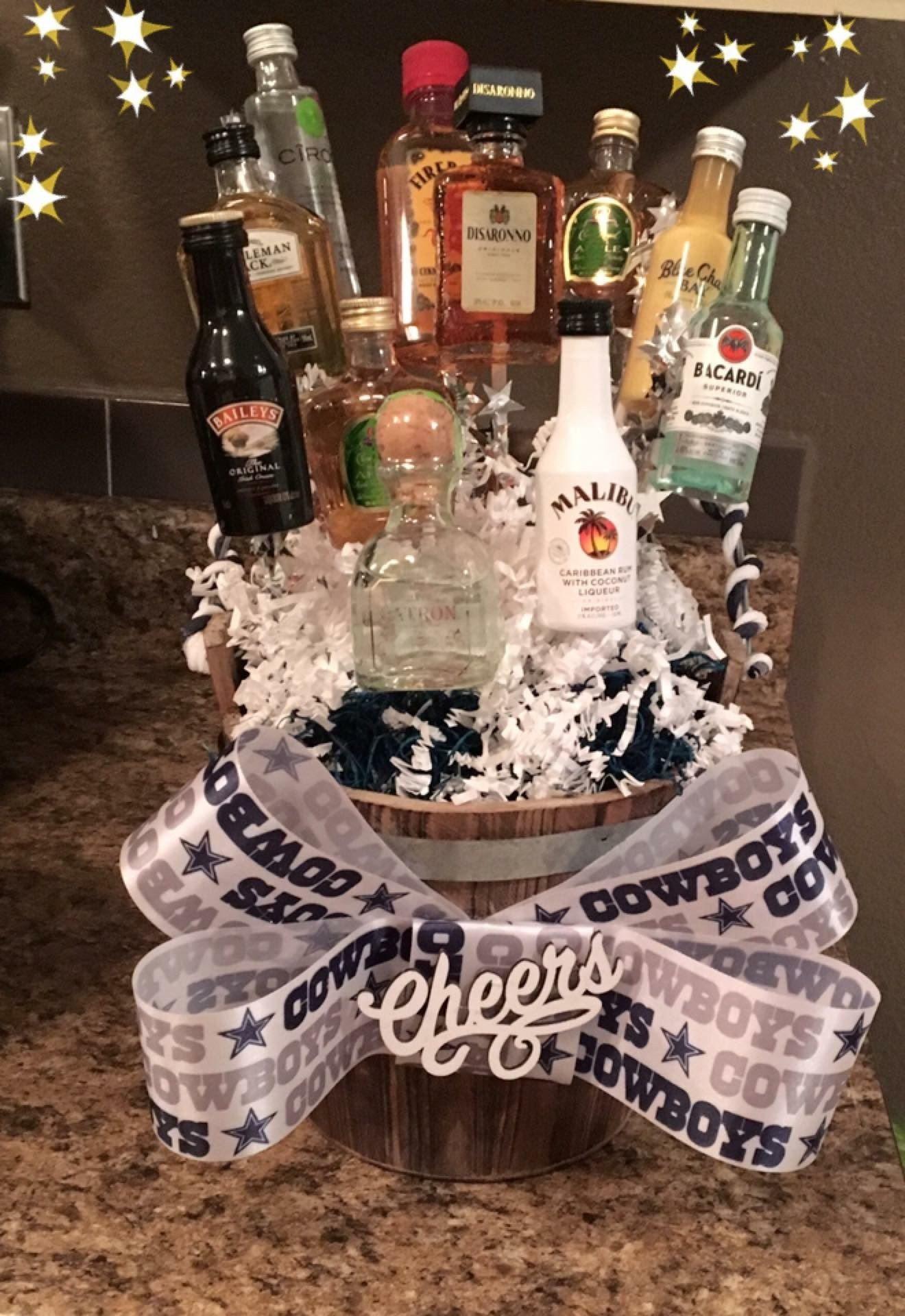 Dallas Cowboys Gift Basket Ideas
 Dallas Cowboys liquor t basket for a birthday With