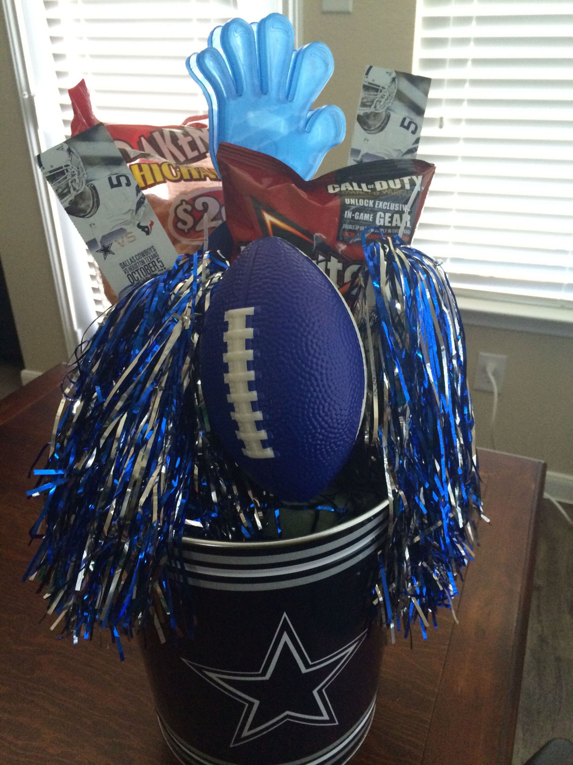 Dallas Cowboys Gift Basket Ideas
 Dallas Cowboys Football Gift basket I made for my