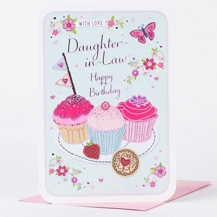 Daughter In Law Birthday Cards
 Birthday Card Daughter In Law Pink Cupcakes