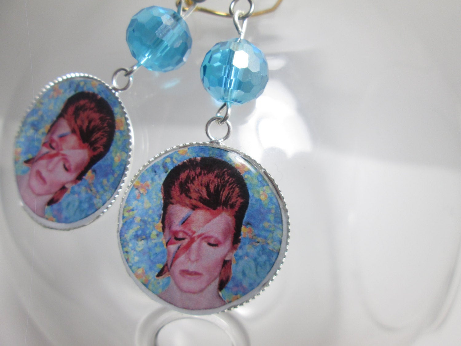 David Bowie Earrings
 David Bowie Earrings with Fancy Beads Item G 792