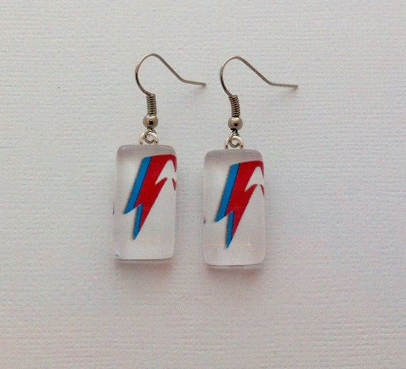 David Bowie Earrings
 Tribute to David Bowie Rectangle earrings Ziggy Stardust