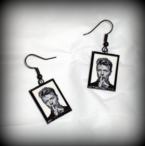 David Bowie Earrings
 David Bowie Shh Earrings Jewelry Handmade Polymer by