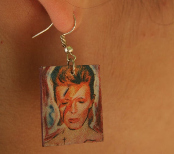 David Bowie Earrings
 Earrings with David Bowie by LanosoLoo on Etsy