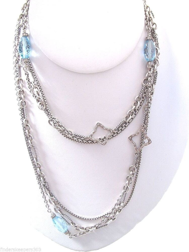 David Yurman Long Necklace
 DAVID YURMAN Sterling Silver Blue Topaz Quatrefoil Multi