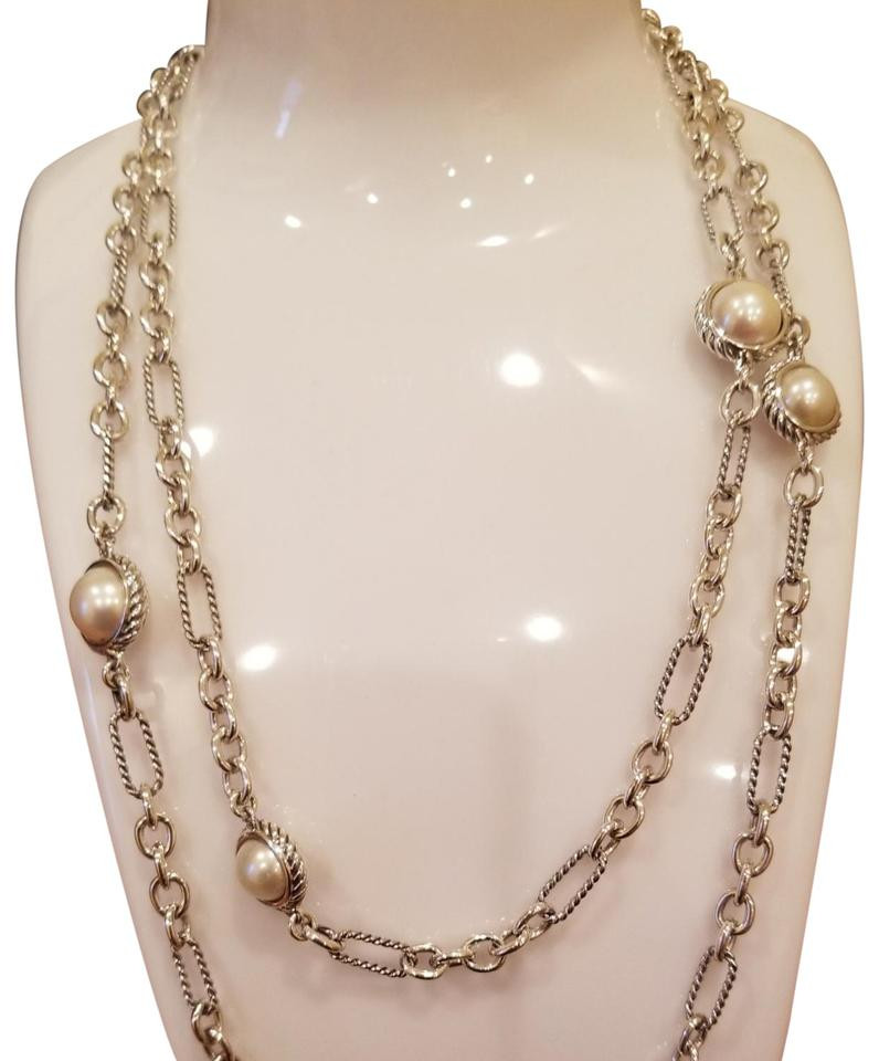 David Yurman Long Necklace
 David Yurman Pearl Cable Wrap Silver Long Necklace Tradesy