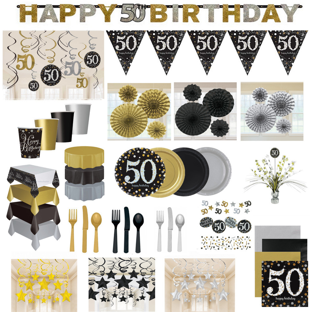 Decorations For 50th Birthday Party
 50th Birthday Party Decorations Black Gold Tableware