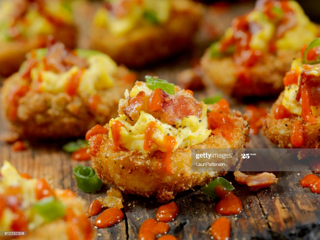 Deep Fried Deviled Eggs With Bacon
 Deep Fried Deviled Eggs With Srirachabacon And Green