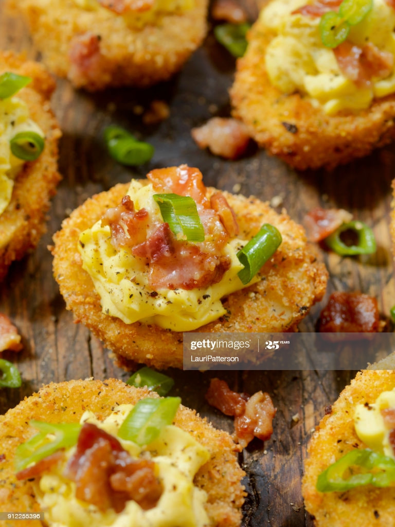Deep Fried Deviled Eggs With Bacon
 Deep Fried Deviled Eggs With Bacon And Green ions Stock