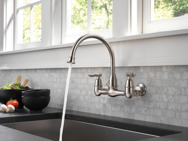 Delta Wall Mount Kitchen Faucets
 Two Handle Wall Mounted Kitchen Faucet LF SS