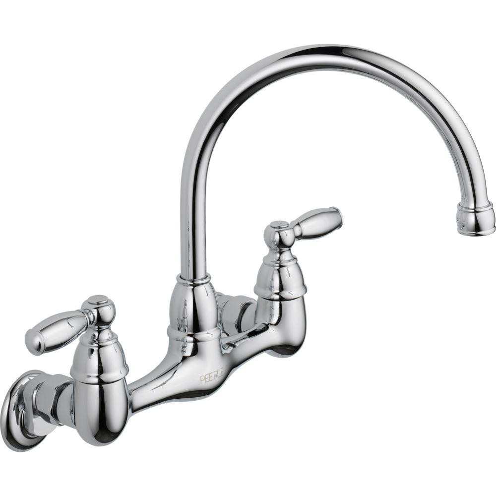 Delta Wall Mount Kitchen Faucets
 Peerless Choice 2 Handle Wall Mount Kitchen Faucet in