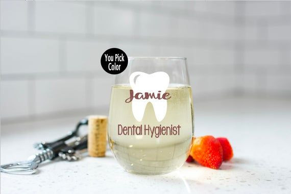 Dental School Graduation Gift Ideas For Her
 Dentist wine glass Dental assistant t Dental