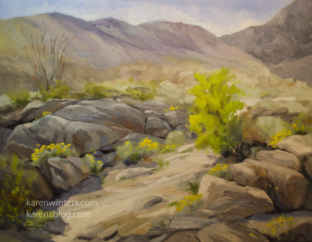 Desert Landscape Paintings
 California Desert Landscape Oil Painting Wildflower Art