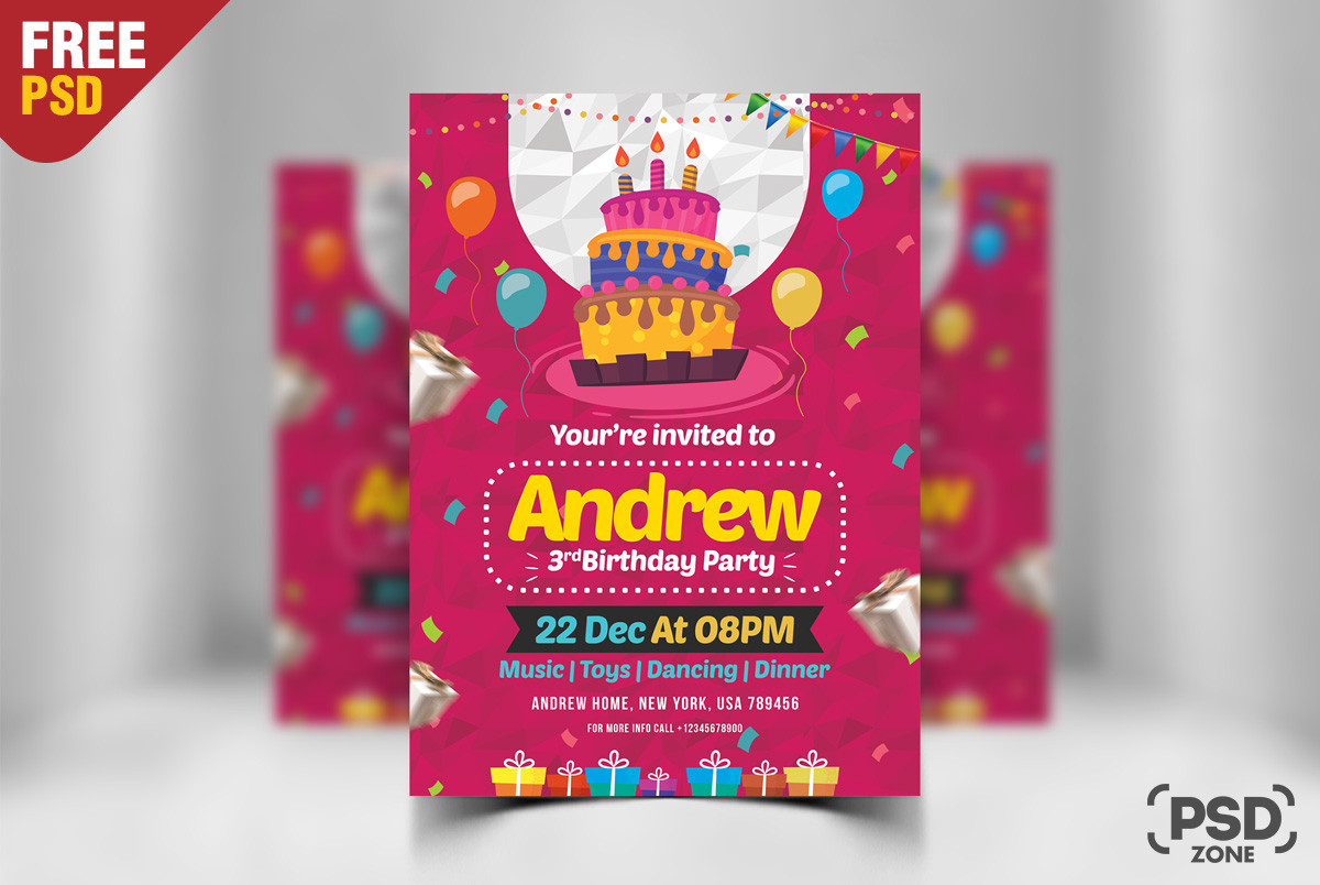 Design Birthday Invitations
 Birthday Invitation Card Design Free PSD PSD Zone