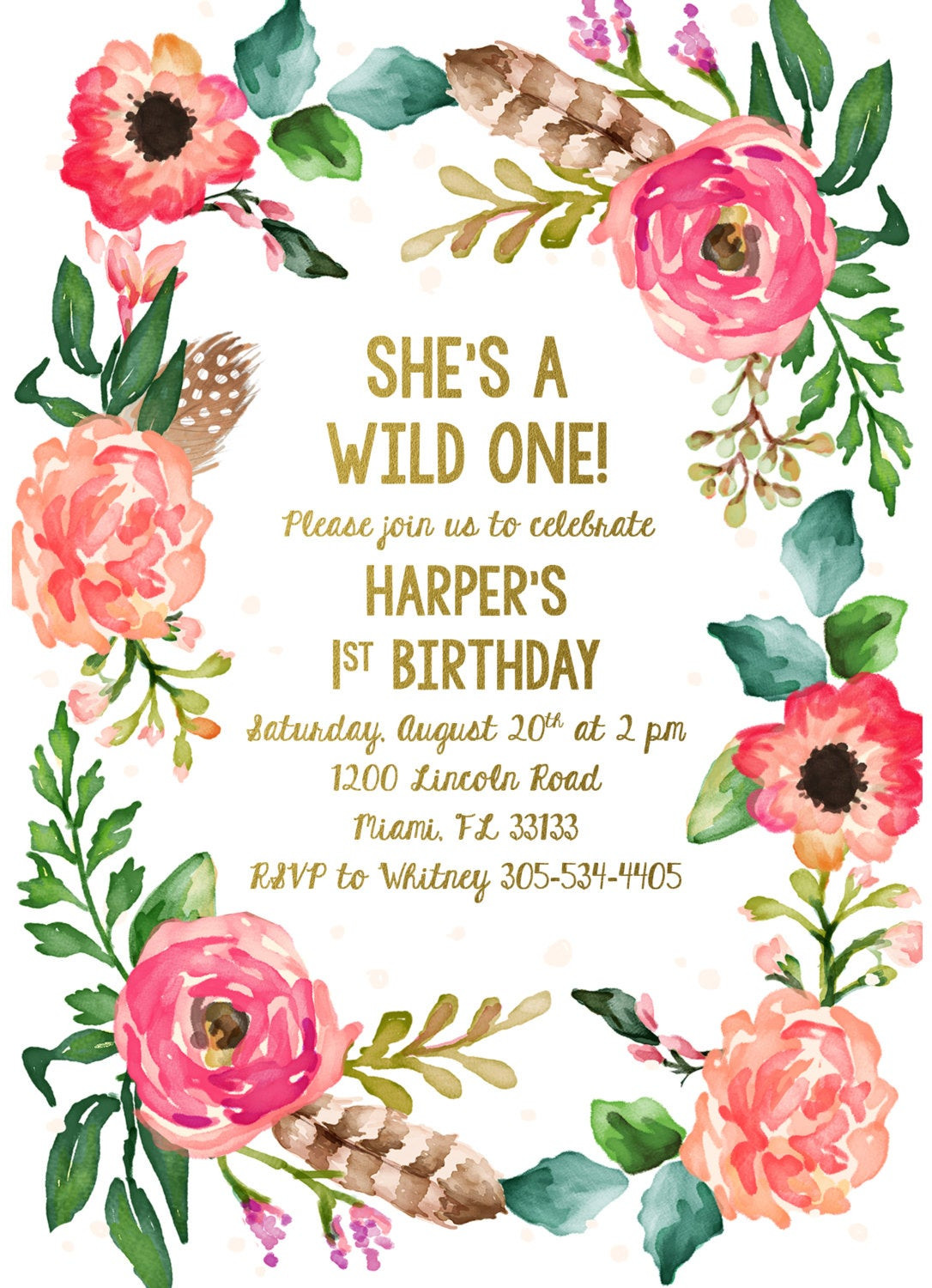 Design Birthday Invitations
 Wild e Birthday Invitation Girl First 1st Birthday