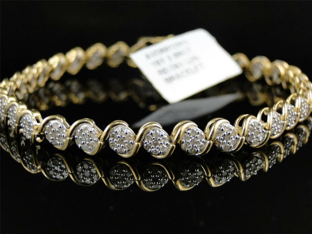 Diamond Bracelet Womens
 10K Womens La s Yellow Gold Genuine Round Diamond