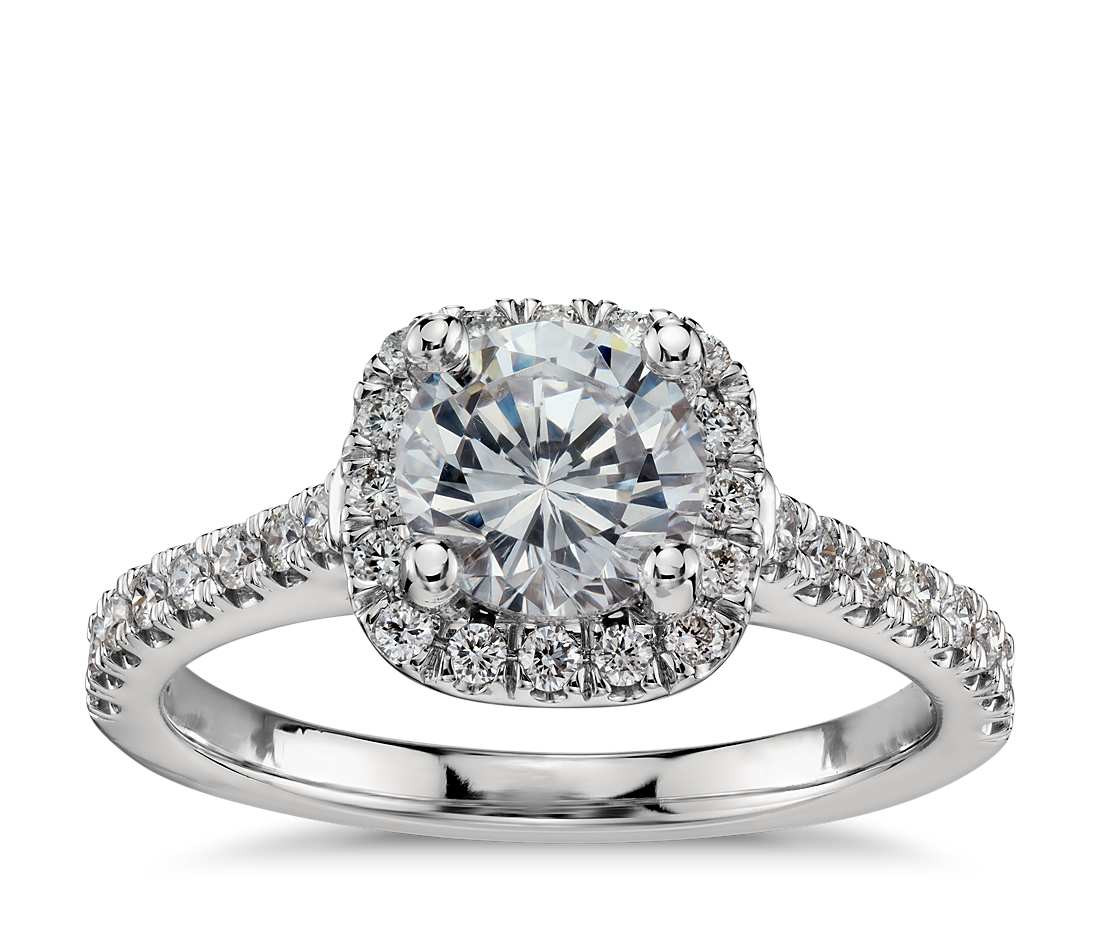 Diamond Engagement Ring
 Cushion Halo Diamond Engagement Ring in Platinum 1 3 ct