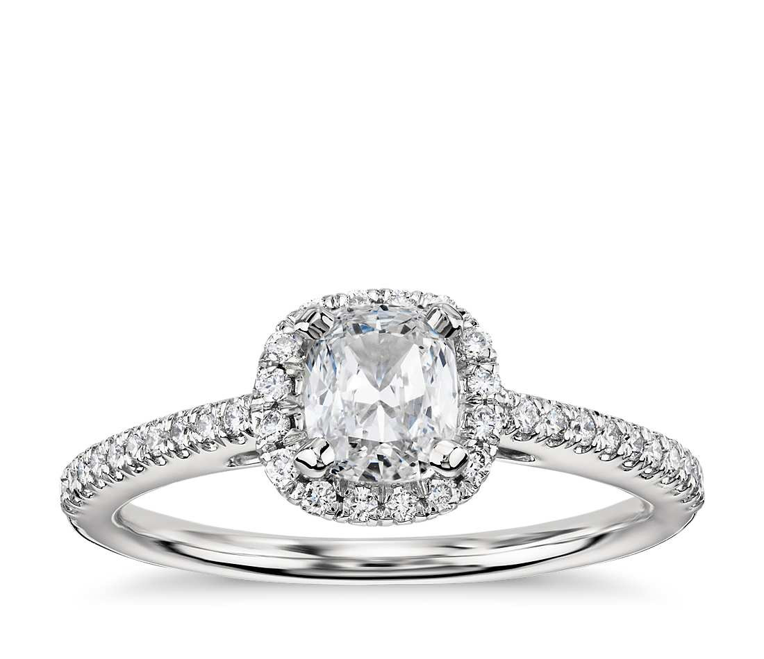 Diamond Engagement Ring
 Cushion Cut Halo Diamond Engagement Ring in Platinum 1 4